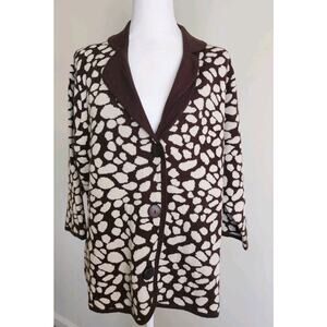 Susan Bristol Women's Sweater Cardigan Button Up Animal Print Size 1X